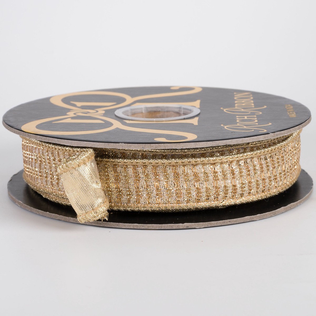 1" Champagne Shimmering Ribbon with Metallic Back: Champagne & Gold (10 Yards)