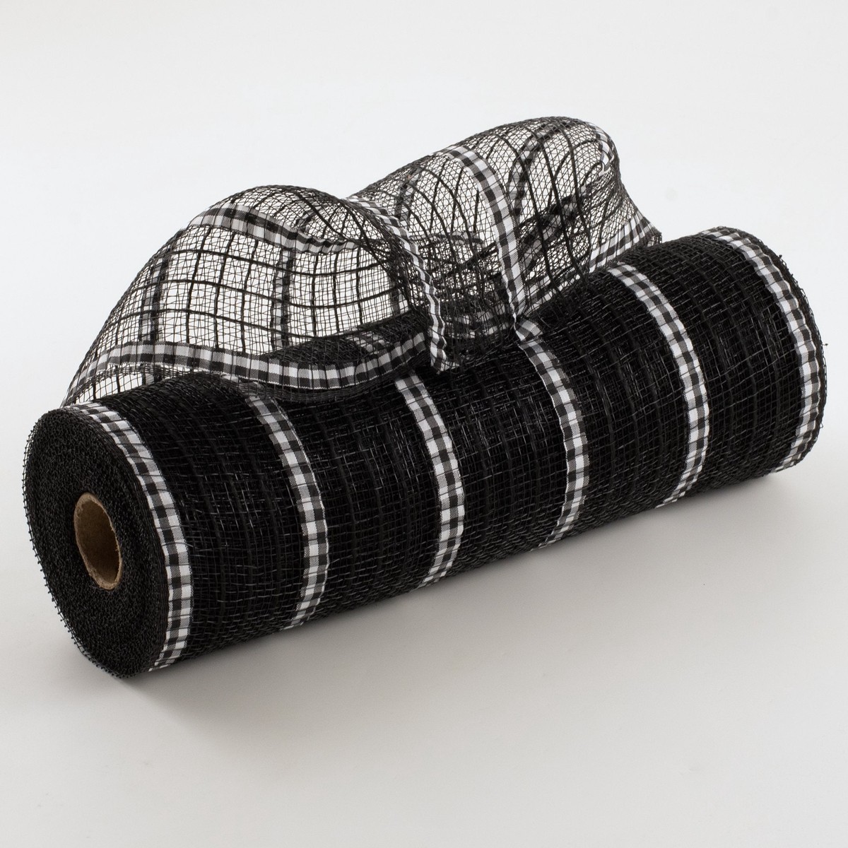 10" XL Wide Fabric & Faux Jute Mesh: Black & White