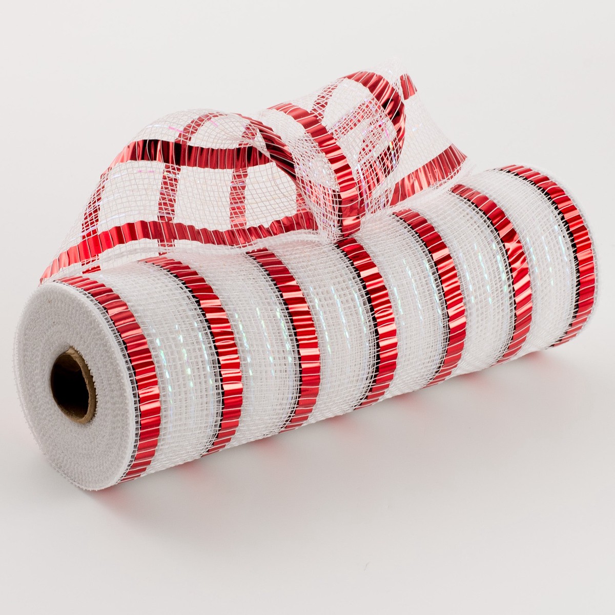 10" XL Wide Foil Stripe Mesh: White & Red