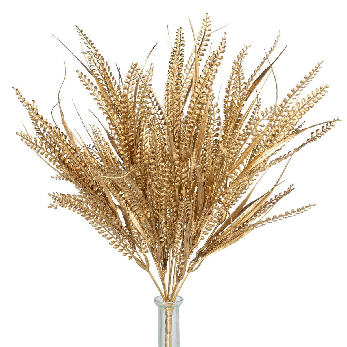20" Glittered Button Fern Bush: Gold