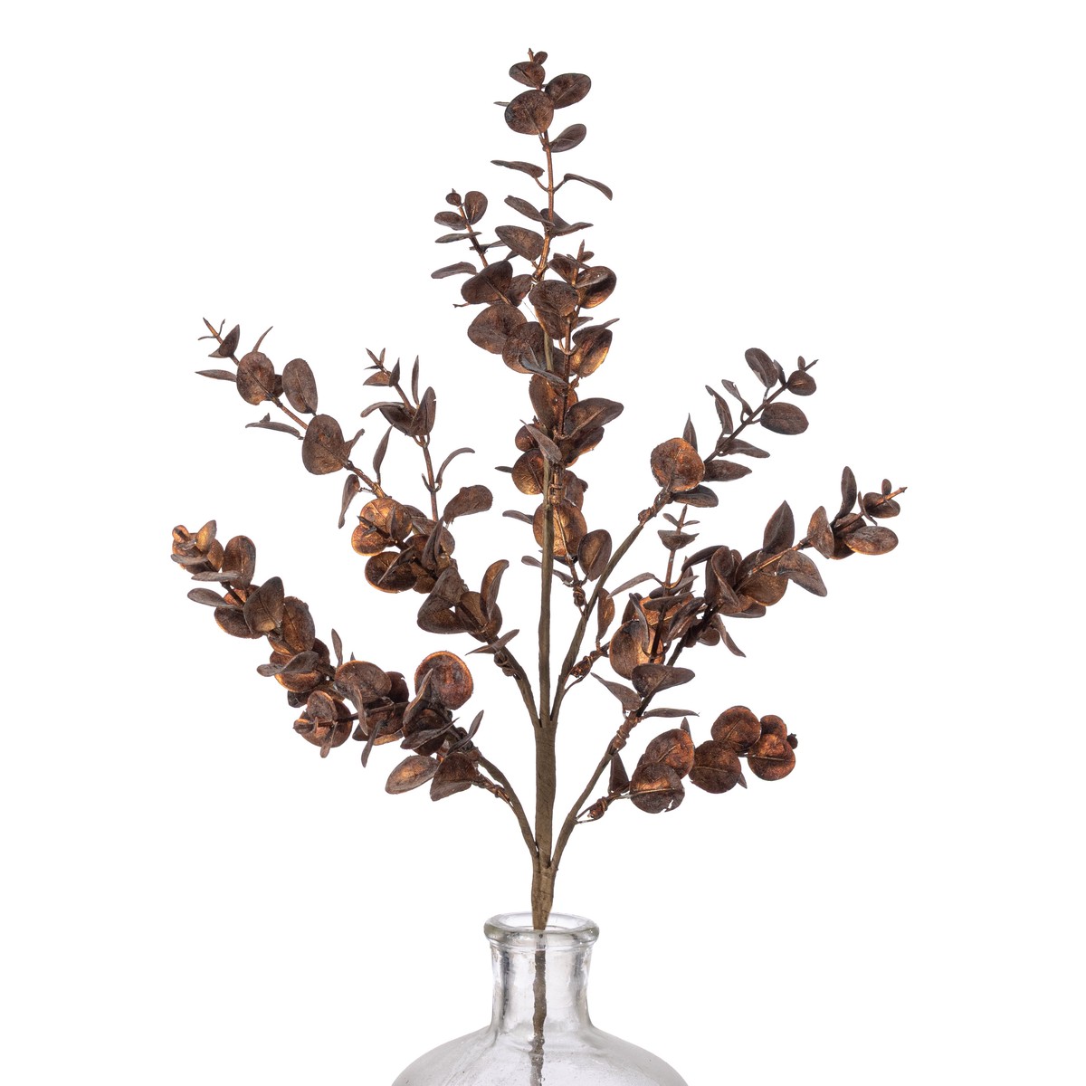 24" Metallic Mini Eucalyptus Leaf Spray: Copper Brown