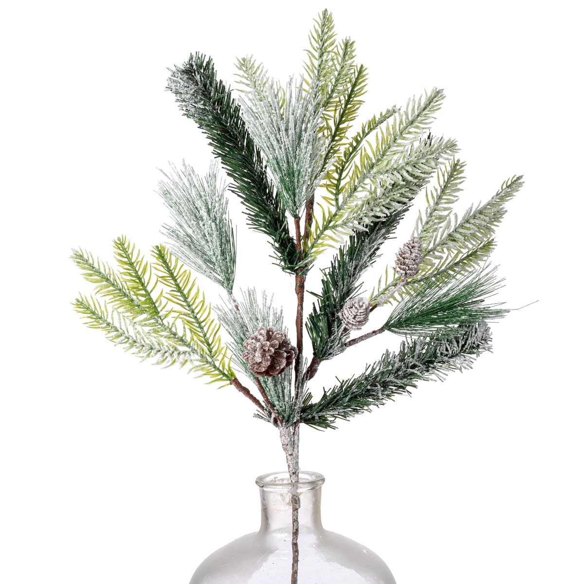 25" Heavy Snow Flocked Mixed Pine Spray