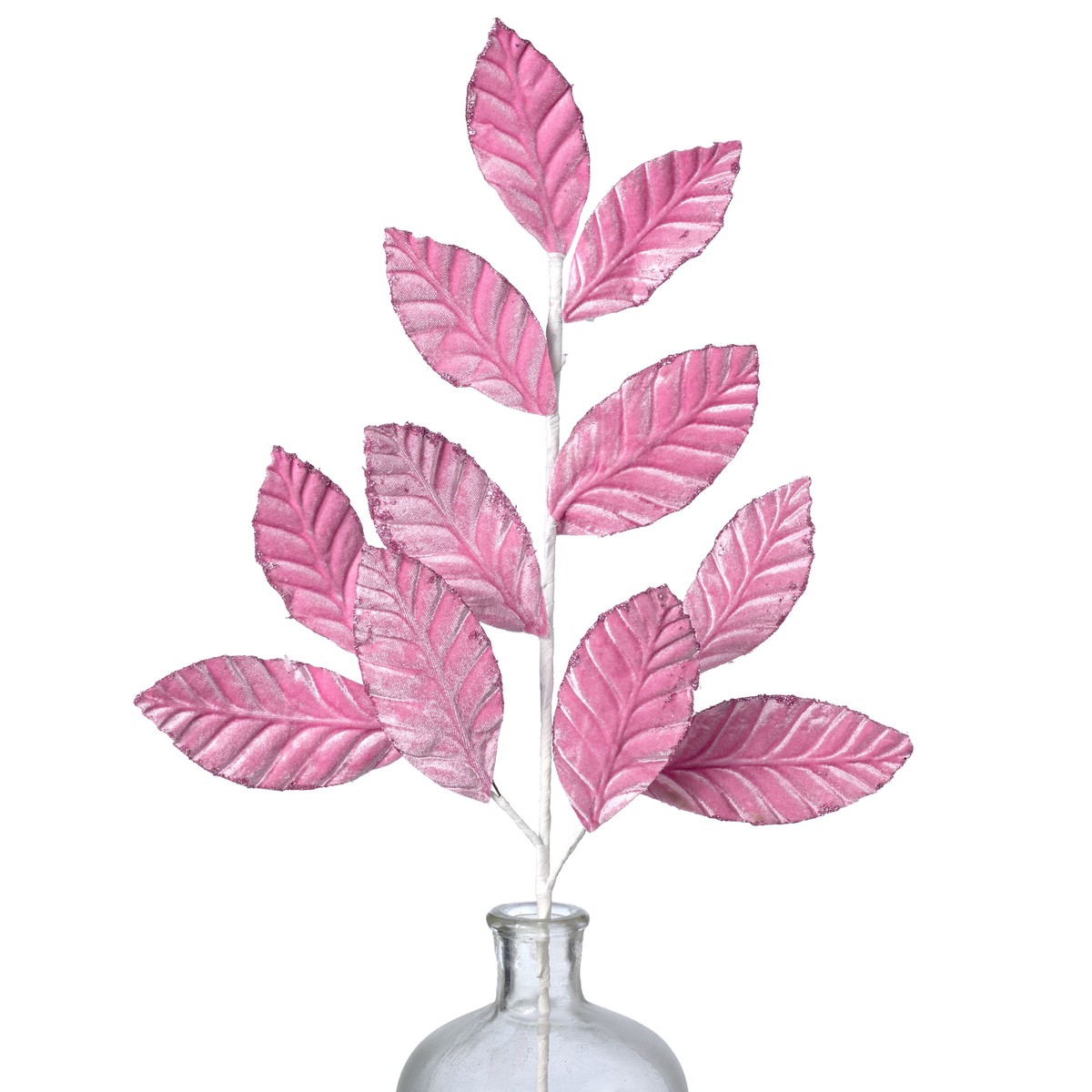 25" Velvet Magnolia Leaves Spray: Pink