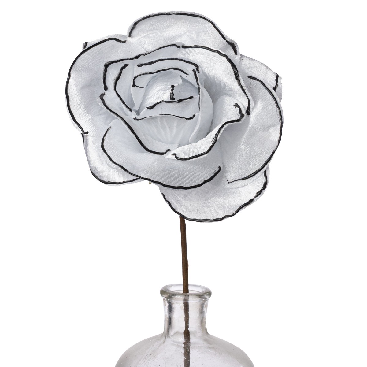 8" x 19" Velvet Rose Stem: White & Black