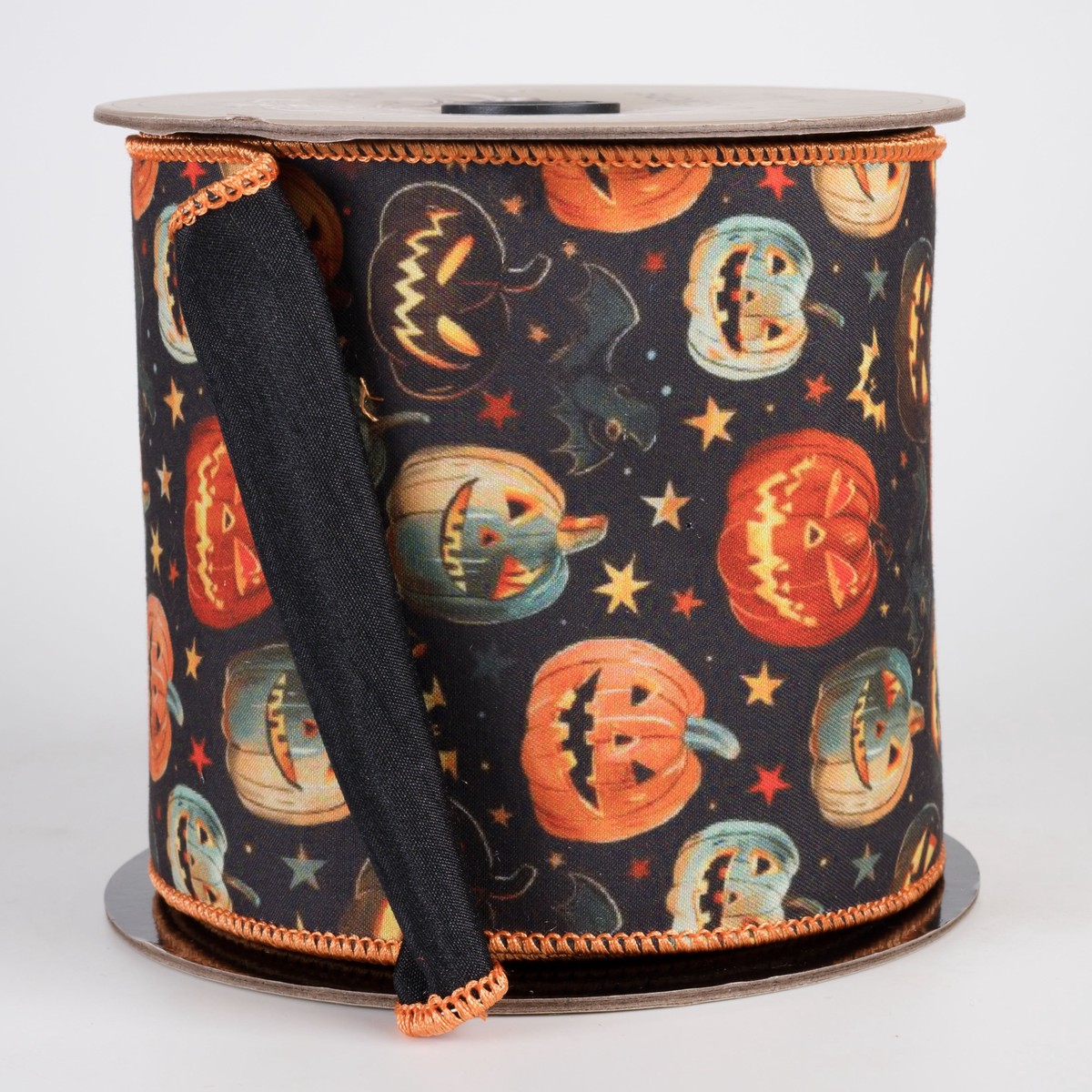 [D Stevens] 4" Taffeta Scary Jack-O-Lanterns Ribbon (10 Yards)