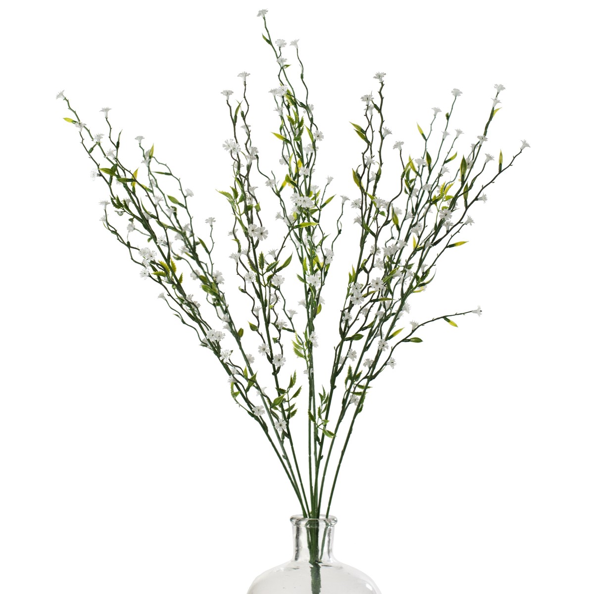 22" Twig Flower Spray: White