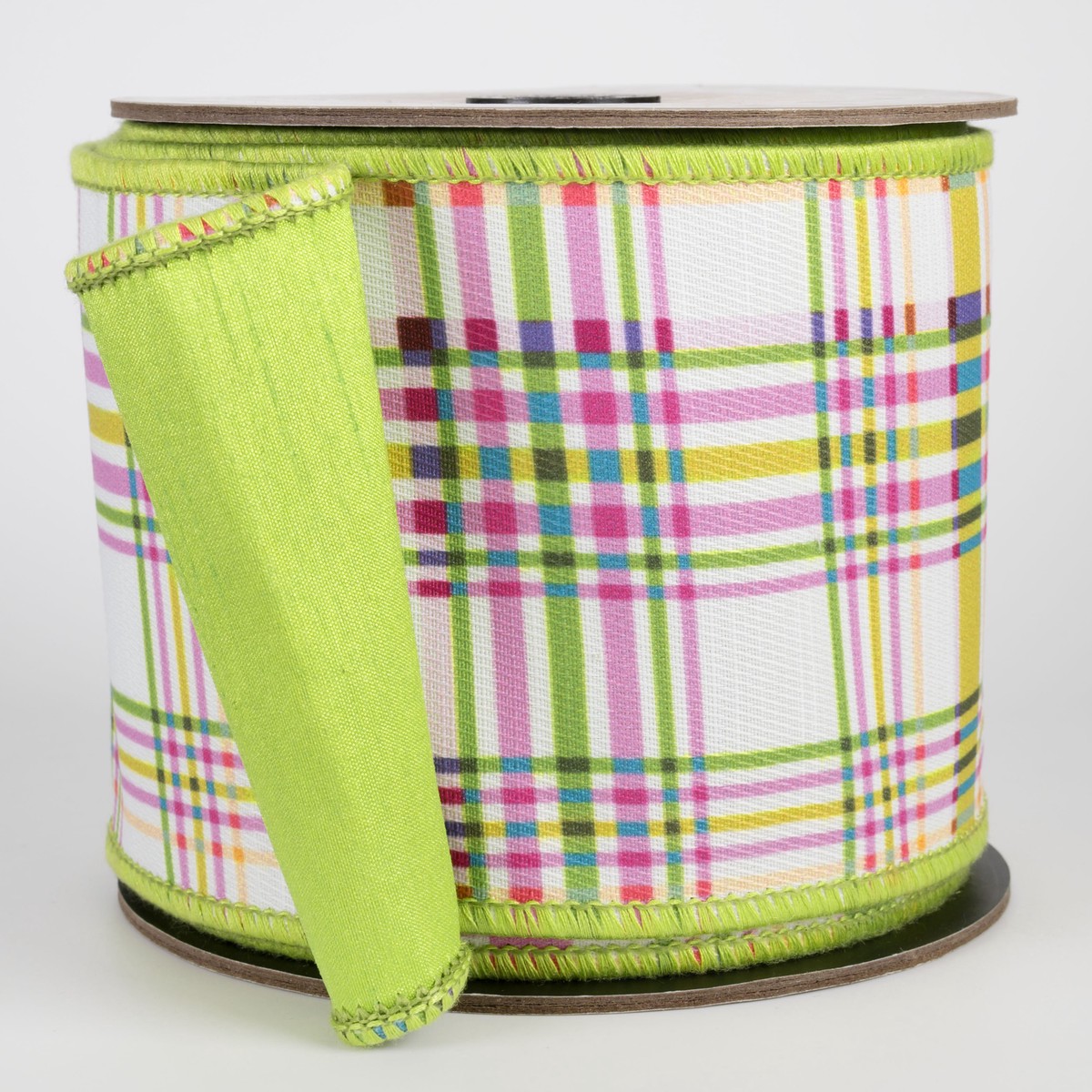 [D Stevens] 4" Poplin Spring Plaid Ribbon: NO TWO ALIKE (10 Yards)
