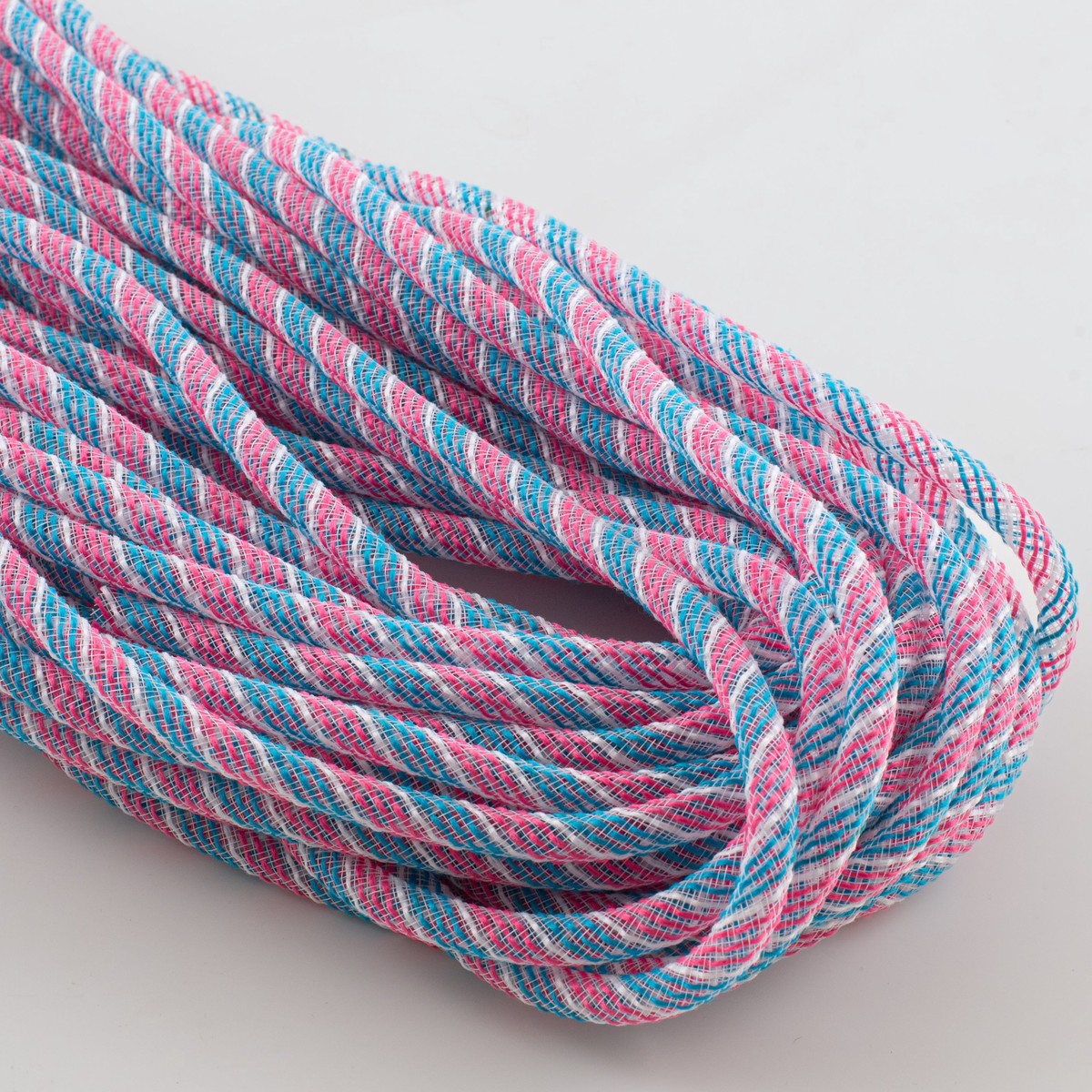 8mm Faux Jute Deco Flex Tubing Ribbon: Fuchsia, Turquoise & White (30 Yards)