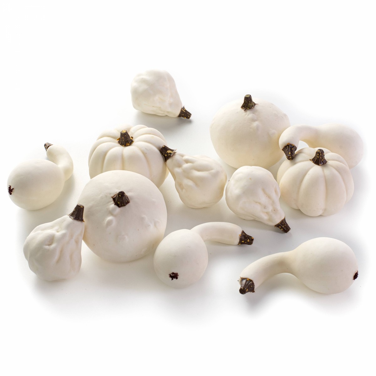 Assorted Mini Artificial Pumpkins & Gourds: White / Cream (Bag of 12)