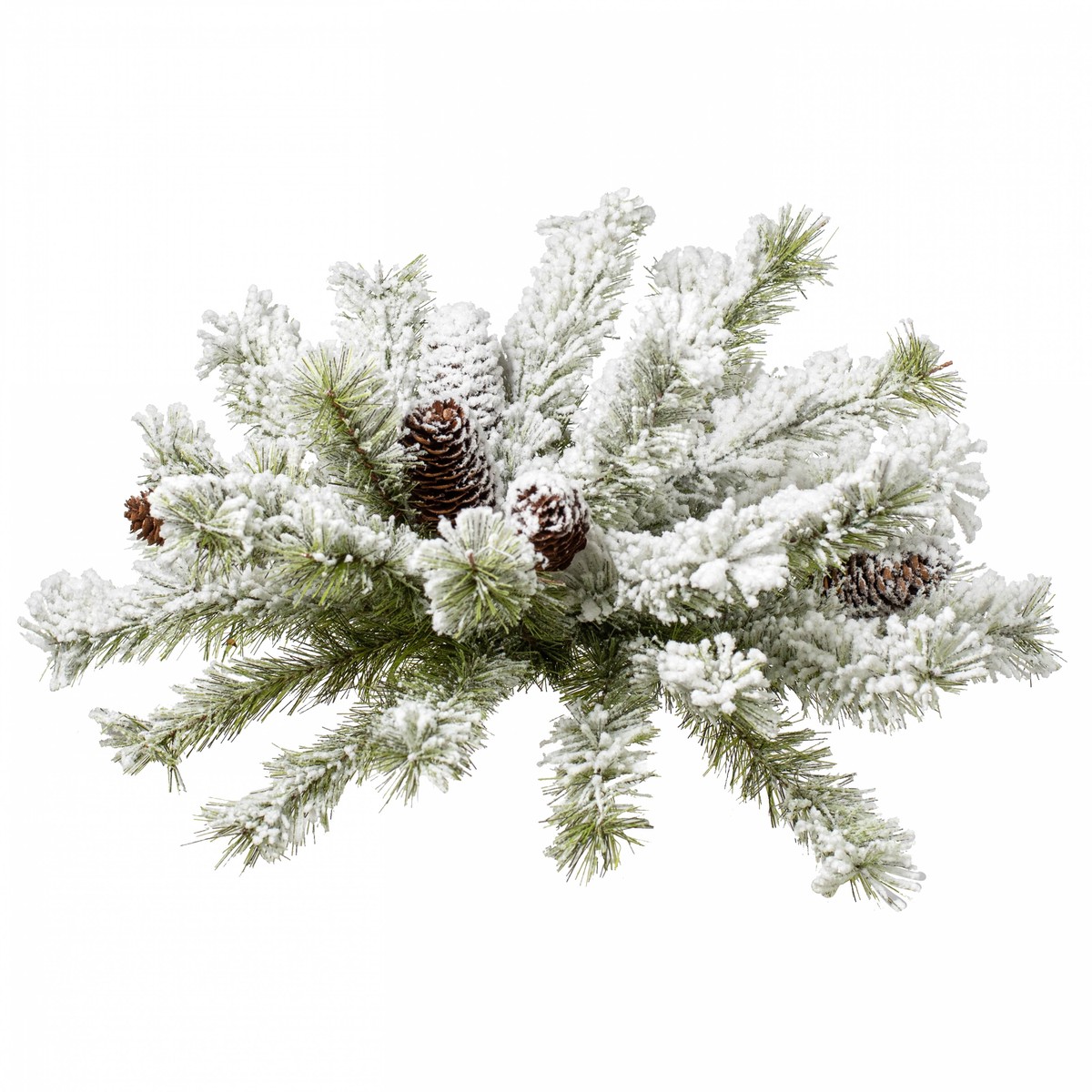 18" Flocked Dakota Pine Centerpiece Ball Swag
