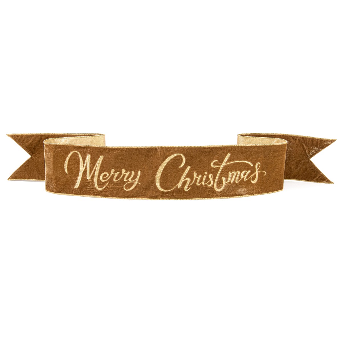 [D Stevens] 6" Merry Christmas Velvet Banner: Gold