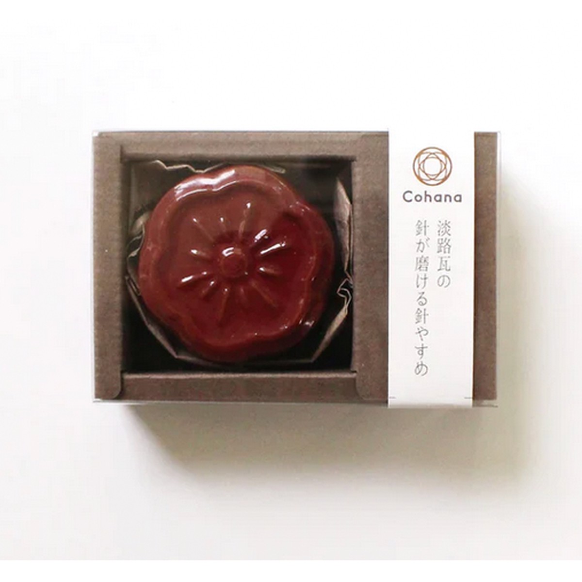 Awaji Kawara Magnetic Needle Minder with Polisher ~ Burgundy