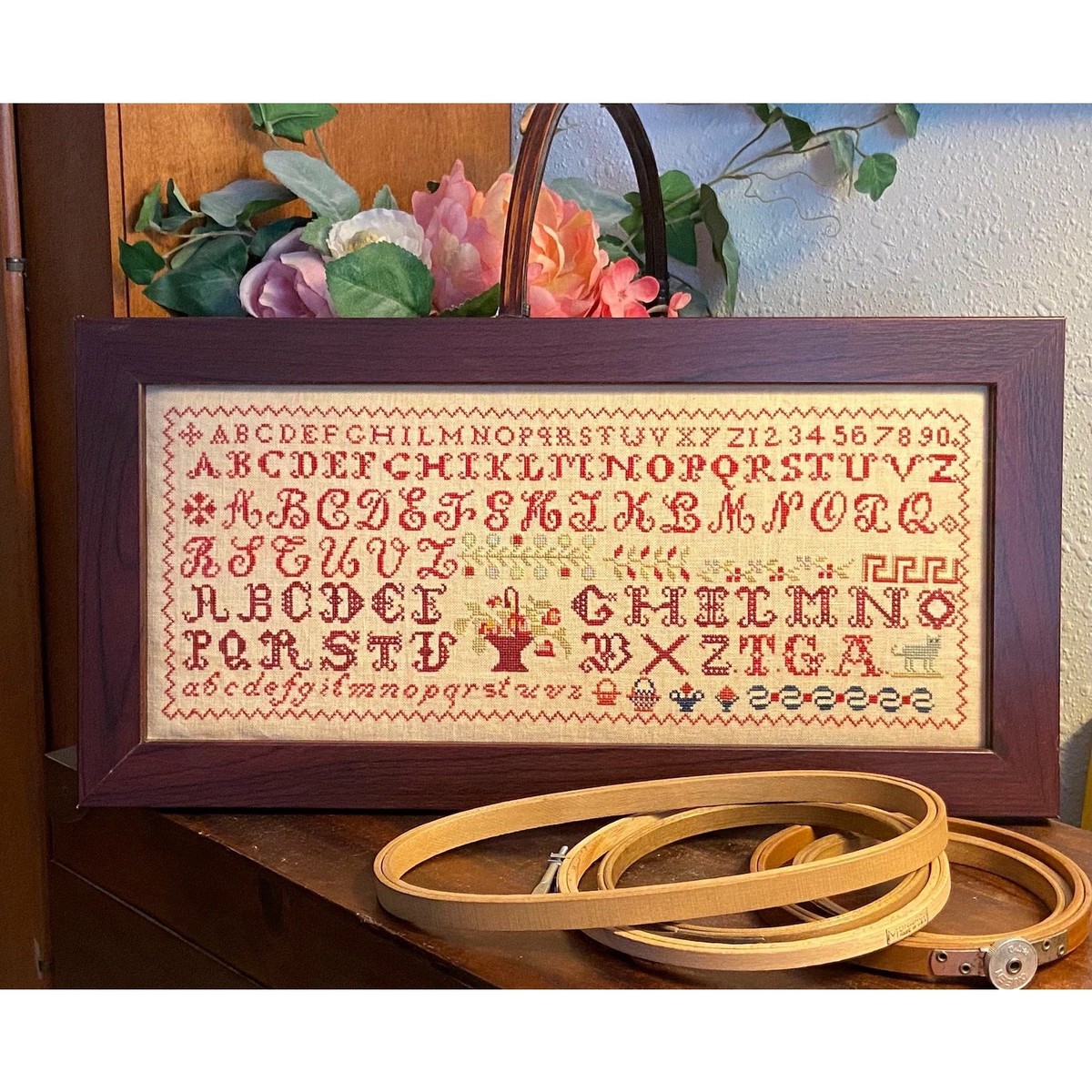 Just Stitching Along | TGA Redwork Reproduction Sampler Pattern