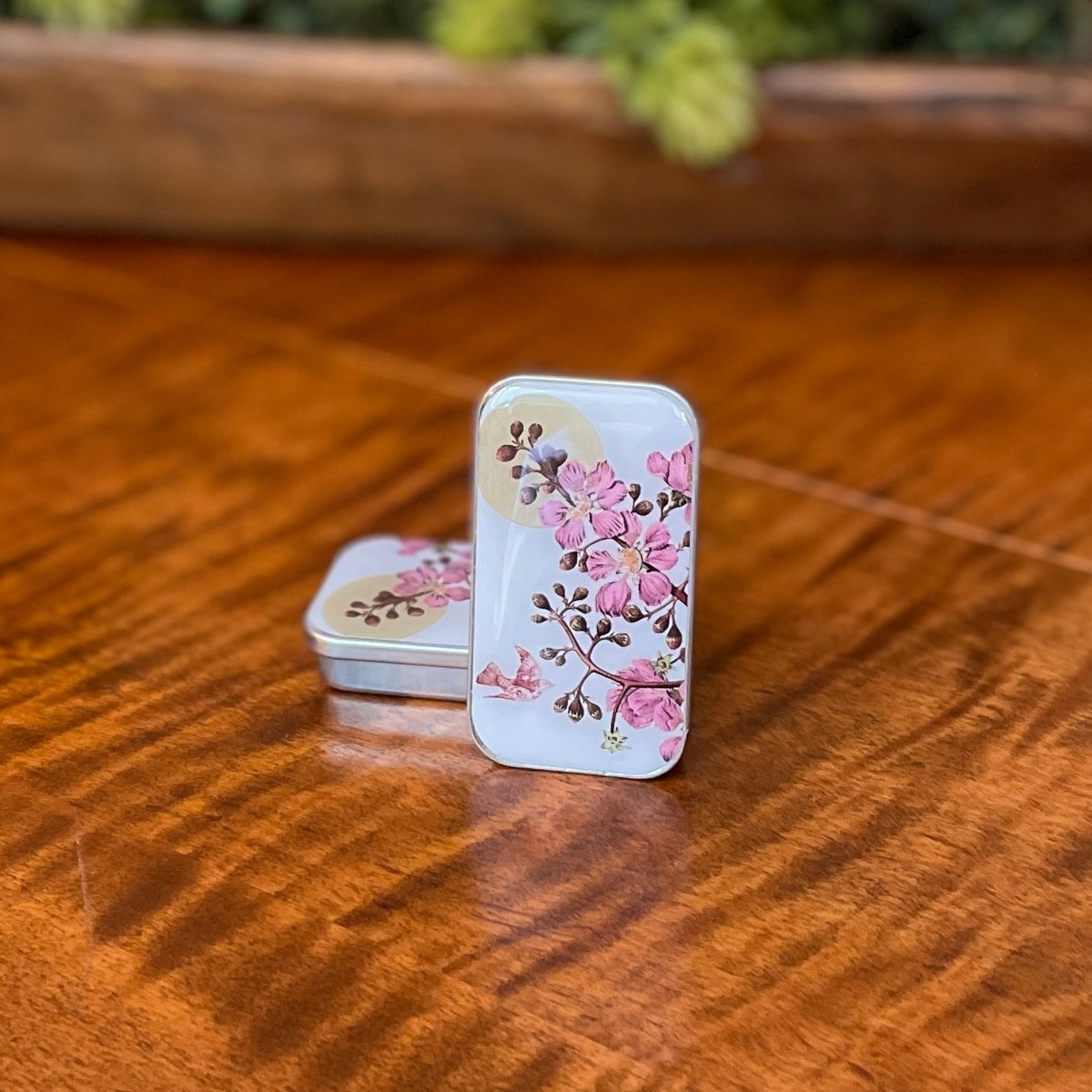 Tin Container Small | Cherry Blossom & Swallow