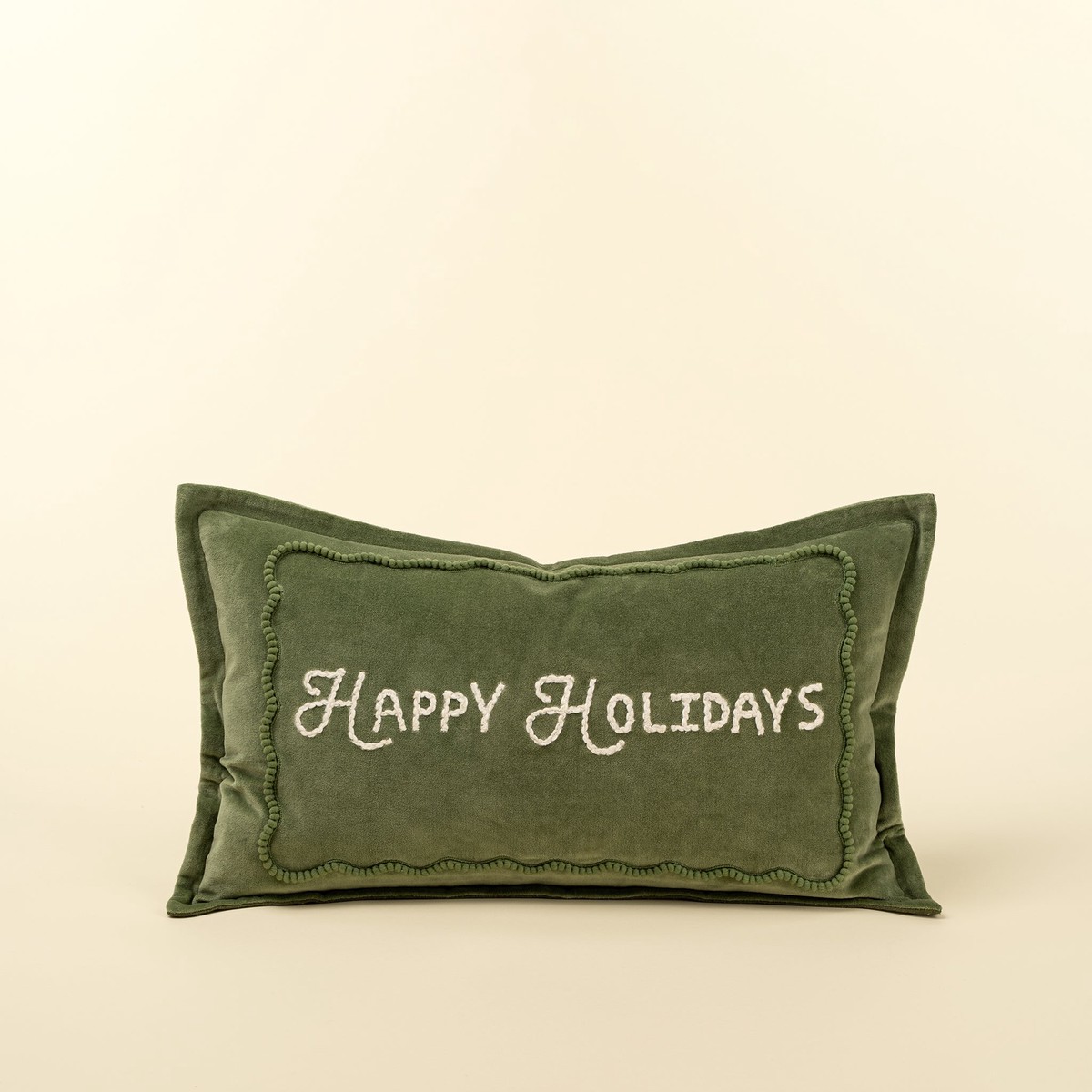 Happy Holidays Pillow - Green 21x12
