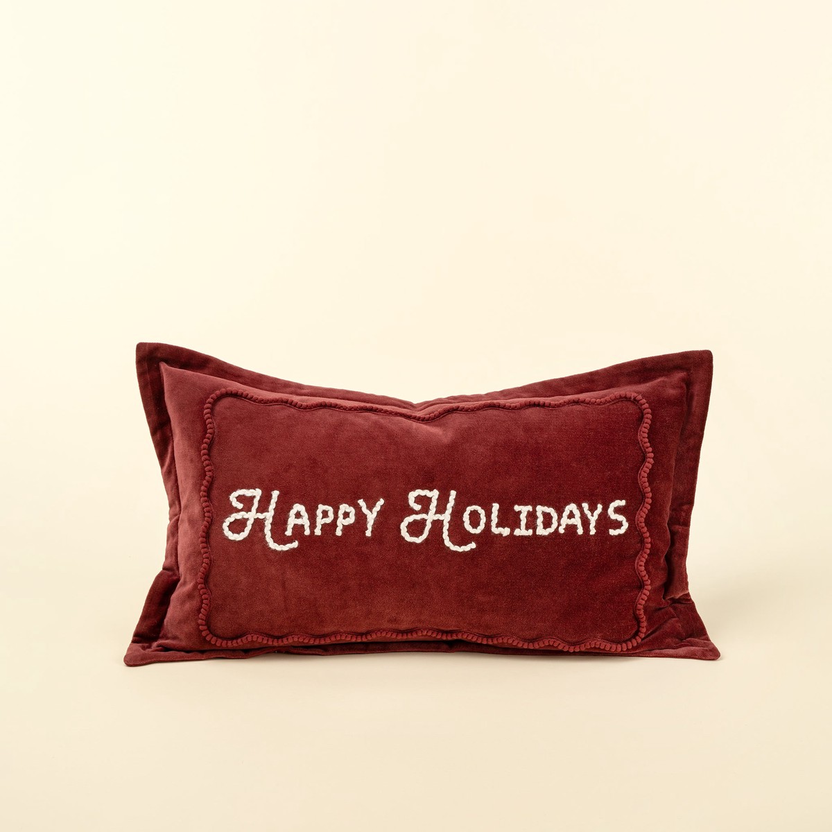Happy Holidays Pillow - Red 21x12