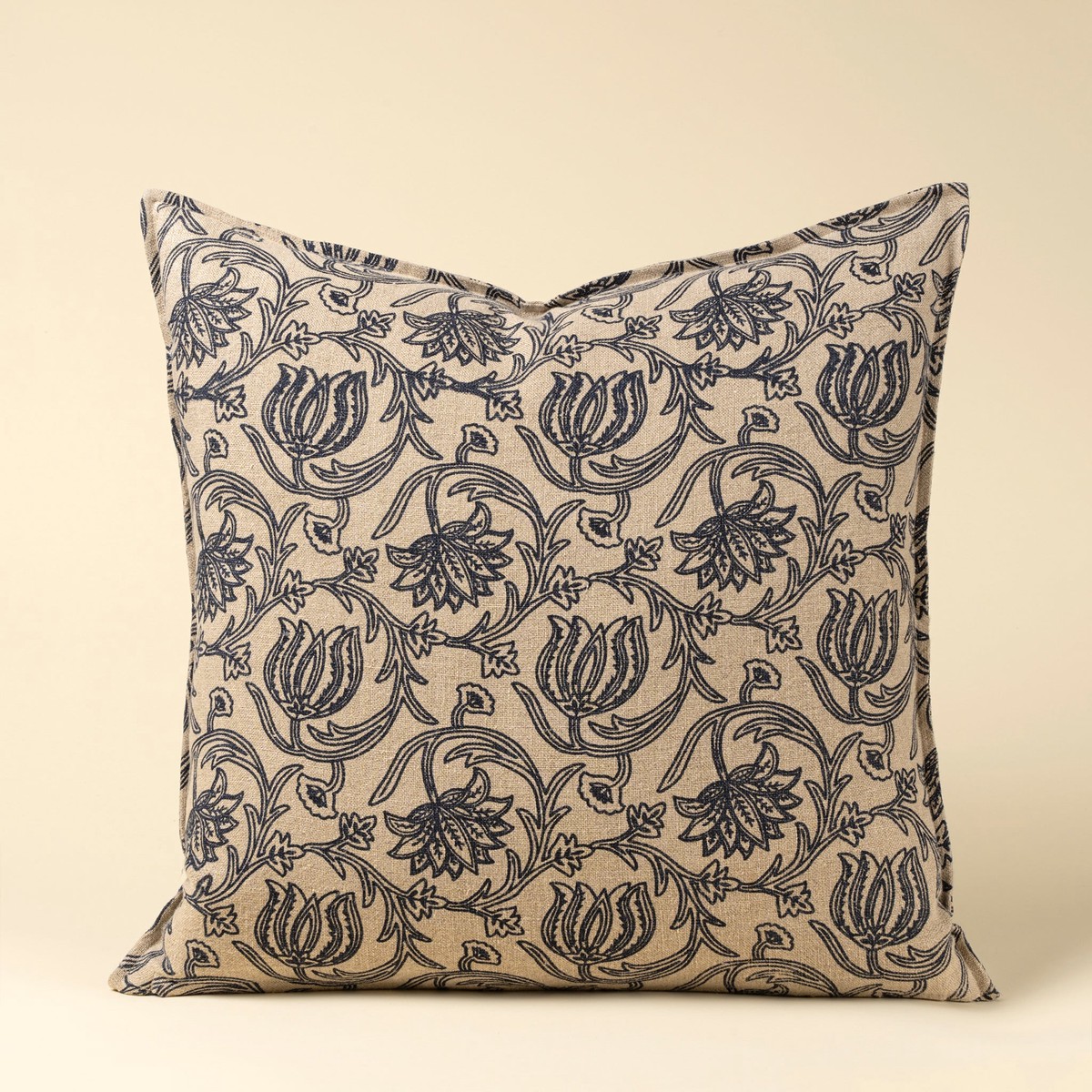 Lotus Linen Pillow - Blue