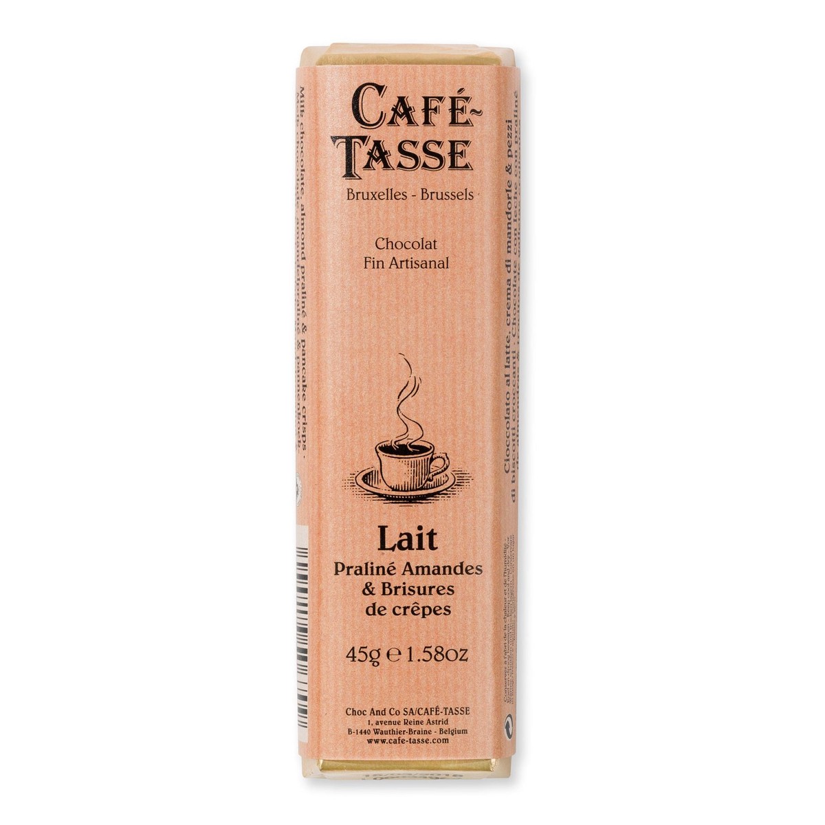 Cafe Tasse Milk Chocolate Praline, Almond & Crispy Crpes