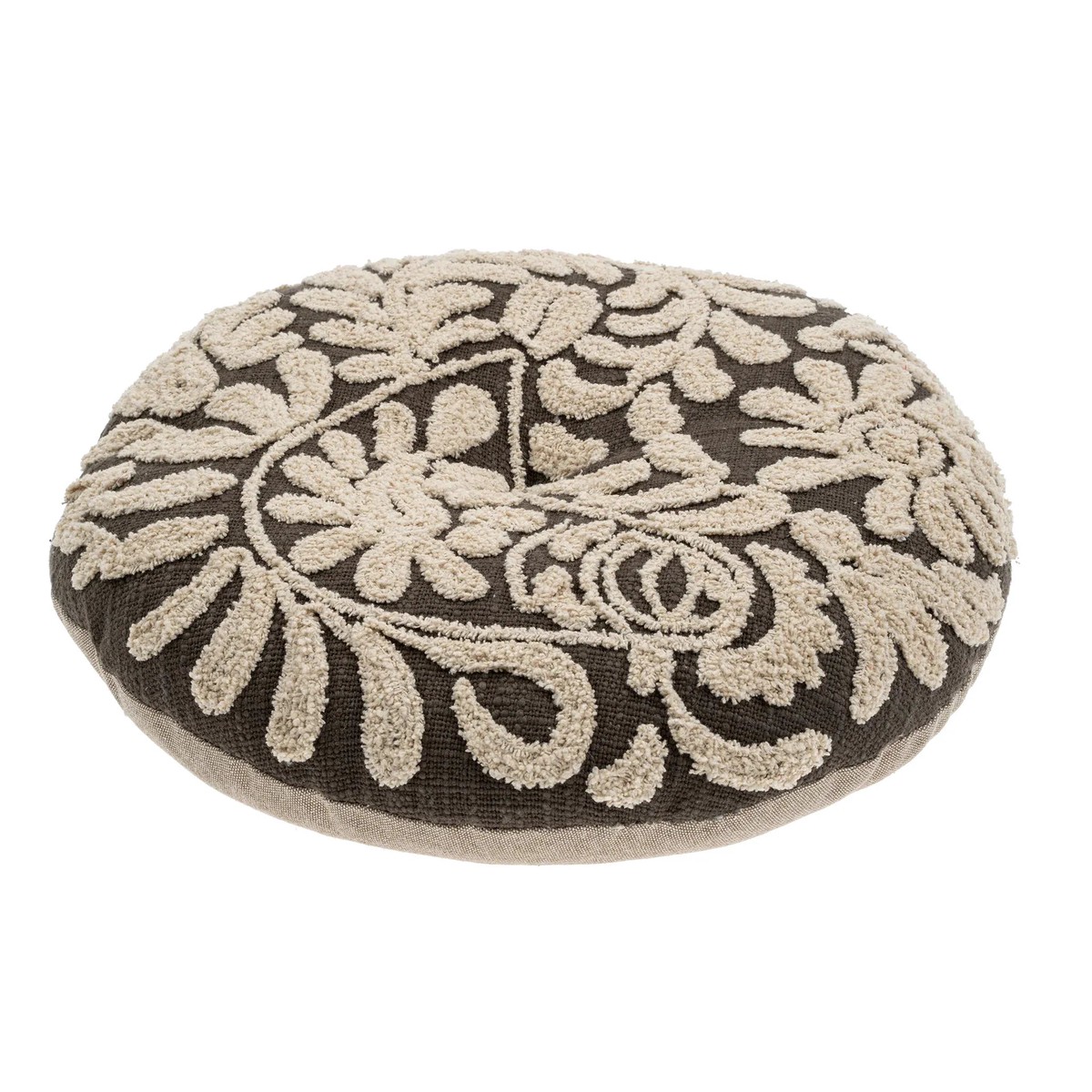 Charcoal Wildflower Round Pillow