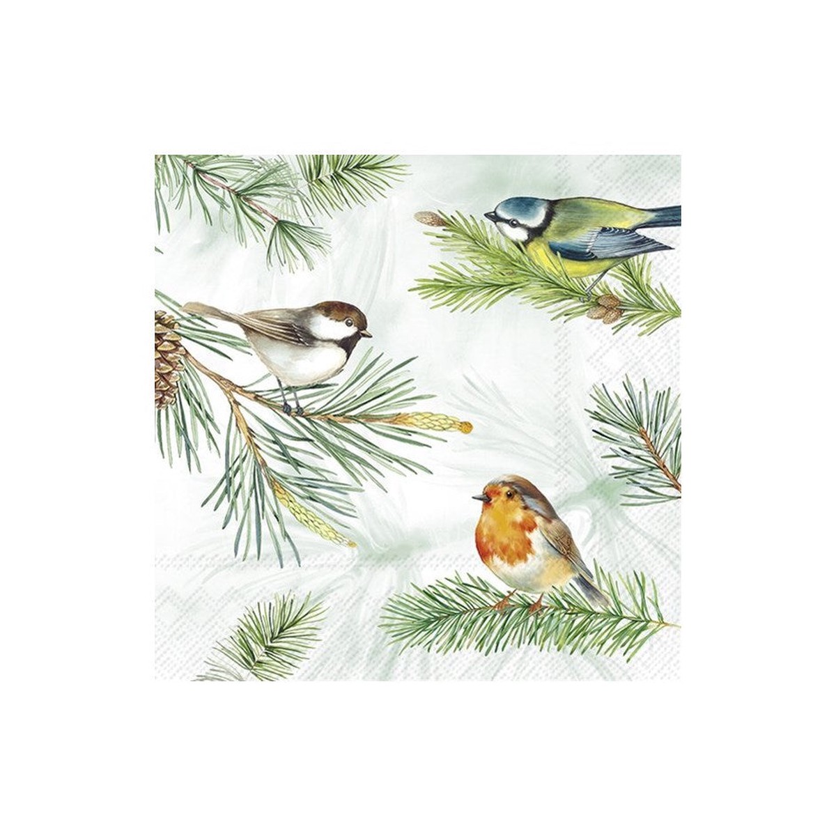 Charming Birds Green Paper Napkins - Lunch