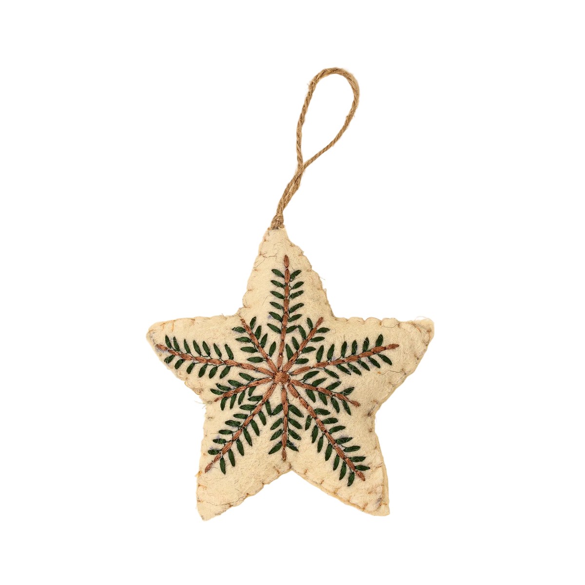 Evergreen Embroidered Star Ornament