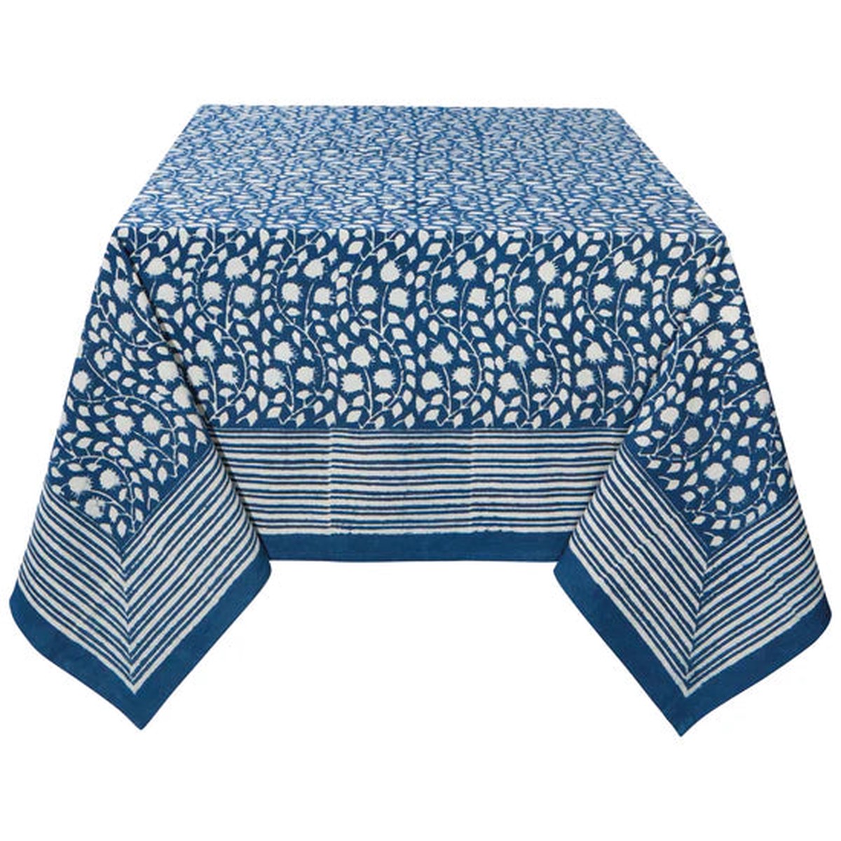 Vinebloom Block Print Tablecloth 60" x 90"