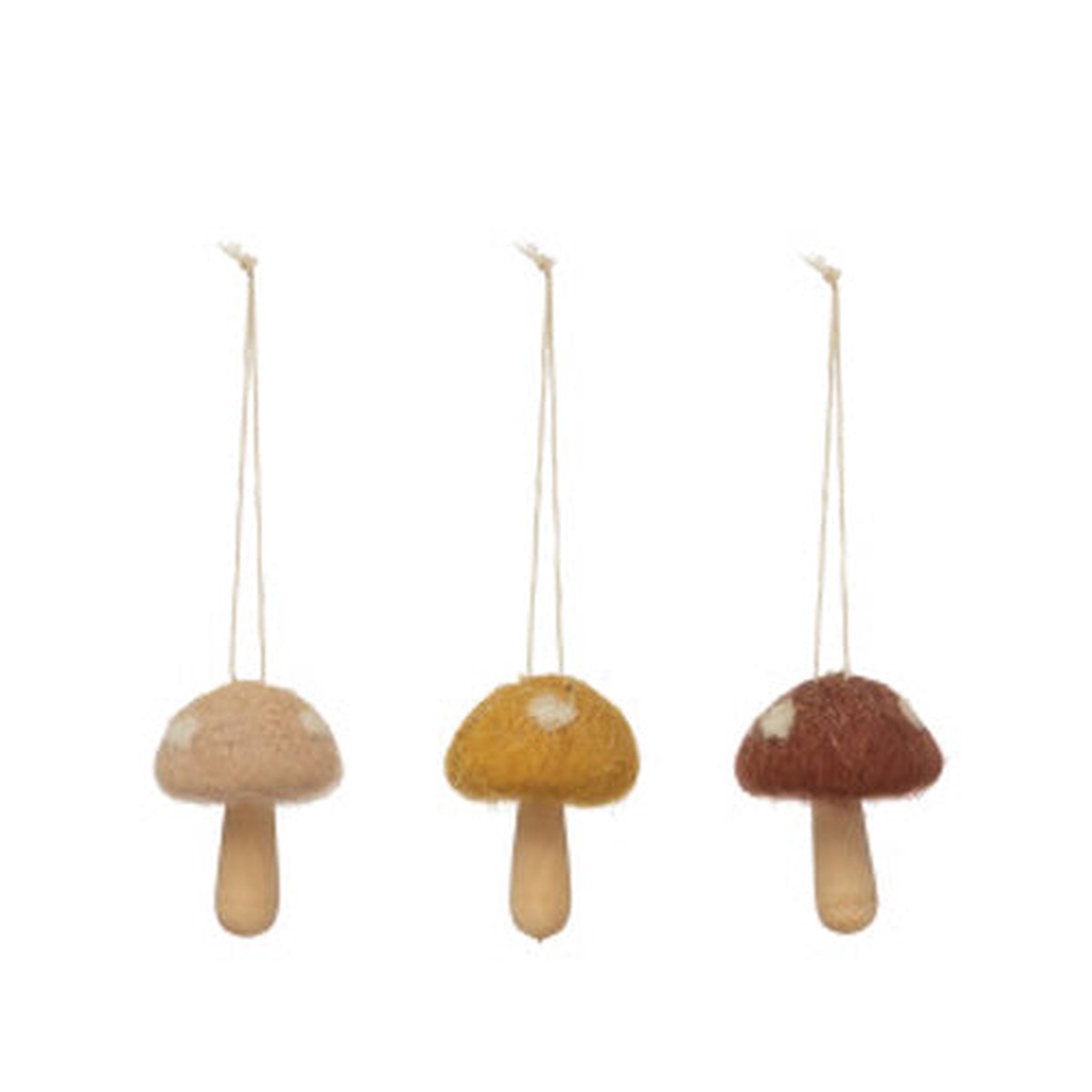 Wool & Wood Mushroom Ornament